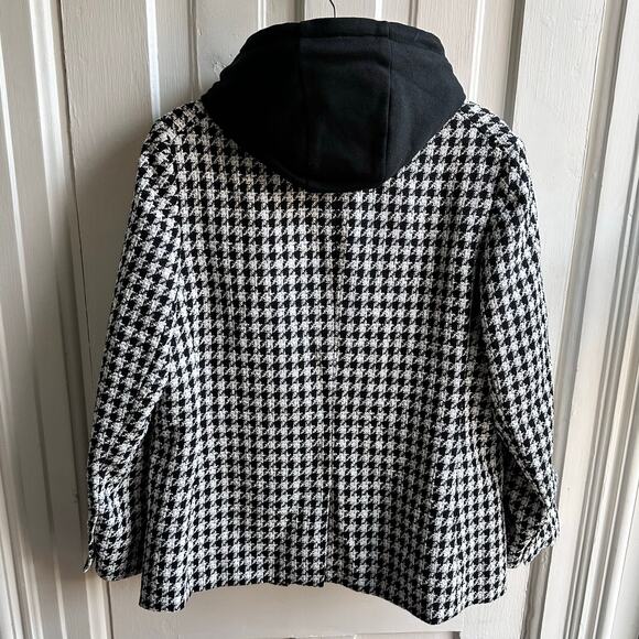 Express Houndstooth Double Breasted Hooded Blazer Jacket - Picture 7 of 10
